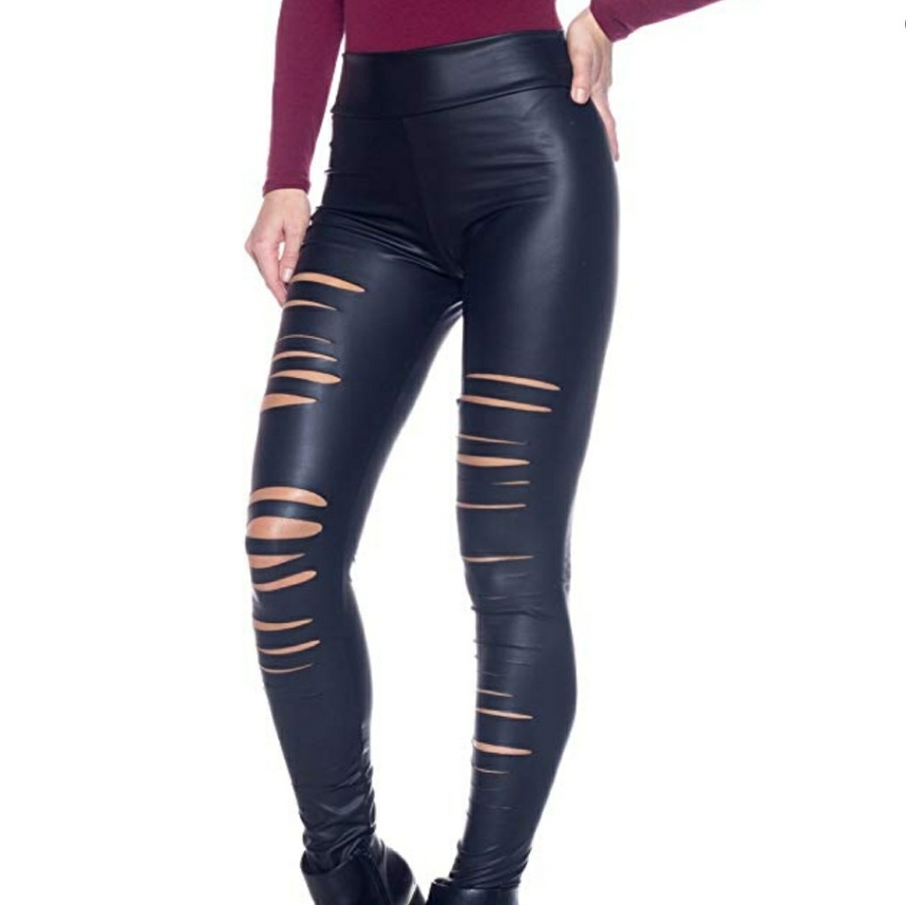 Faux Leather Ripped Leggings size 3X